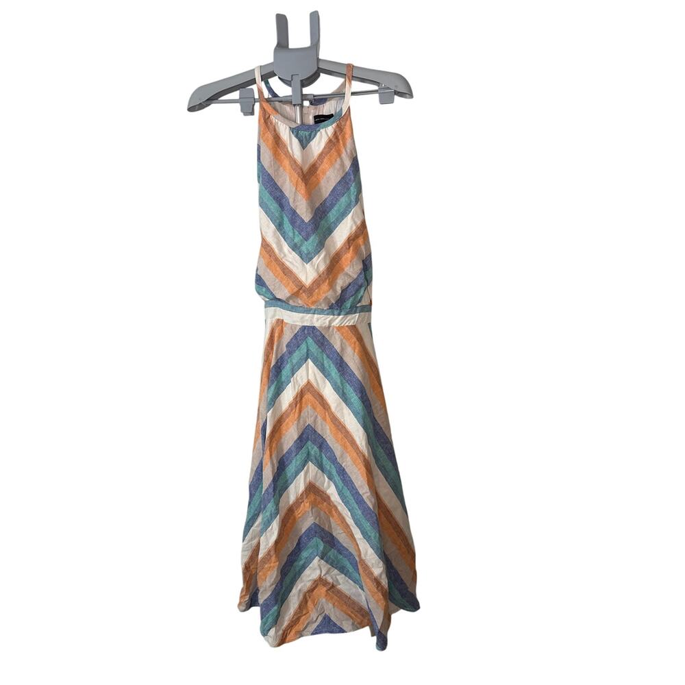 New York & Company Chevron Stripped Multicolor‎ Women's XXL Halter Dress *nwt*